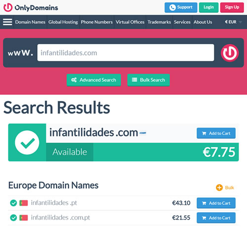 only domains com domain registration